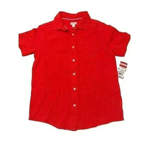 Cat & Jack Youth Boys Short Sleeve Gauze Woven Shirt Red NWT Size Large 10/12